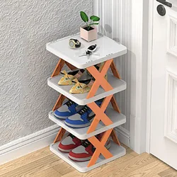 4/6 Layers Shoe Racks Folding Shoe Cabinet Simple Shoes Storage Organizer Space-Saving Shoes Shelf Door Color Matching Cabinets