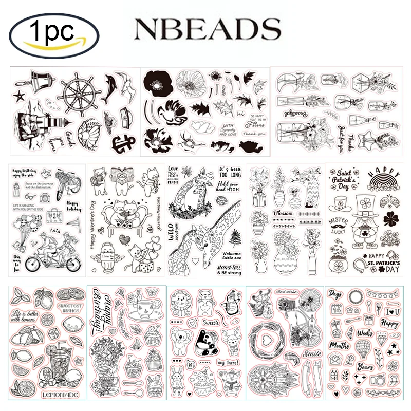 1PC Bicycle Animal and Balloon Silicone Clear Stamps Tourist Goods Transparent Stamps for Birthday Valentine's Day Cards Making 20pages lot board game clear cards page trading card protector for pokemen mgt magical the transparent pocketpage for cards book