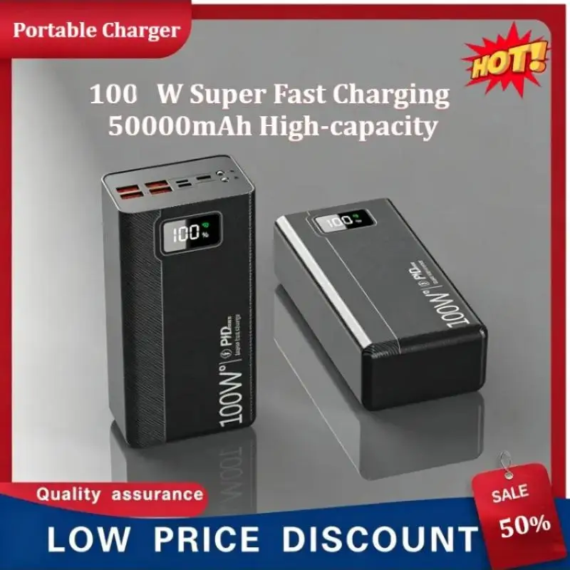 50000mAh High Capacity Fast Charging Power Bank Portable Outdoor Travel External Battery Pack