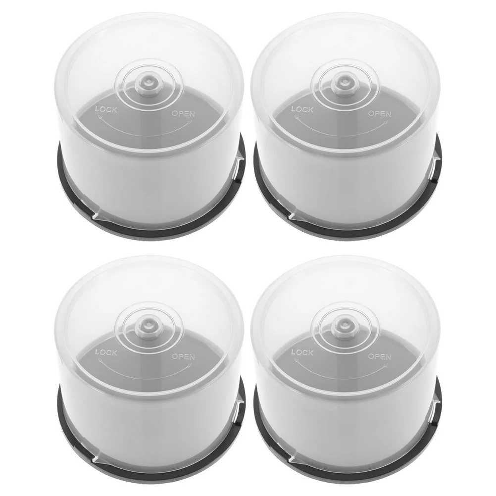 

4 Pcs Empty Bucket Barrel Vinyl Storage Holder Car Cassette Blank Dvd Cases Frame Display Disc