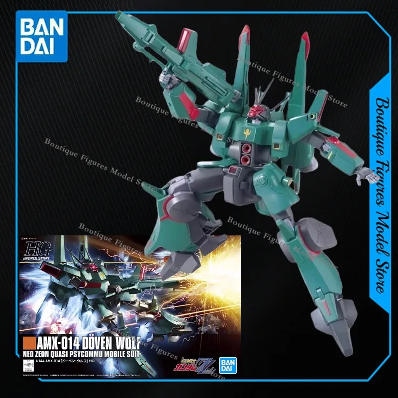반다이 오리지널 정품 HG 1/144 건담 AMX-014 도벤 울프 액션 애니메이션 피규어 장난감 소년 어린이 선물 조립 모델 장식품