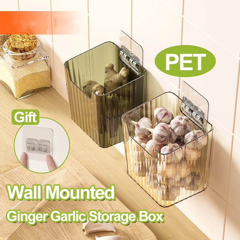 

Wall-mounted Storage Box Space-saving Punch Free Plastic Corner Shower Shelf Kitchen Scallion Ginger Garlic Storage Container