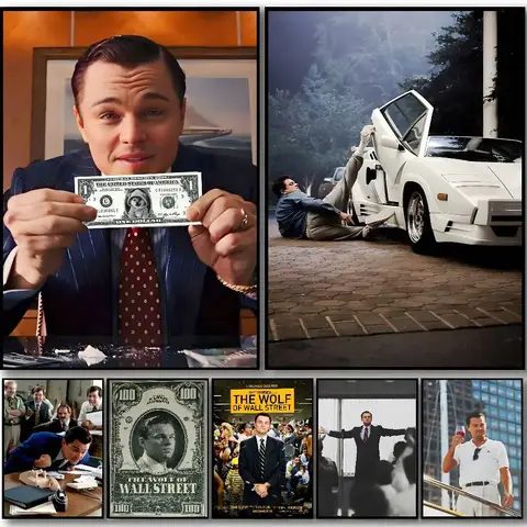 Autocollants auto-adhésifs pour affiche de films classiques, loup de Wall Street, adaptés à toute surface murale, étanche, 1 pièce