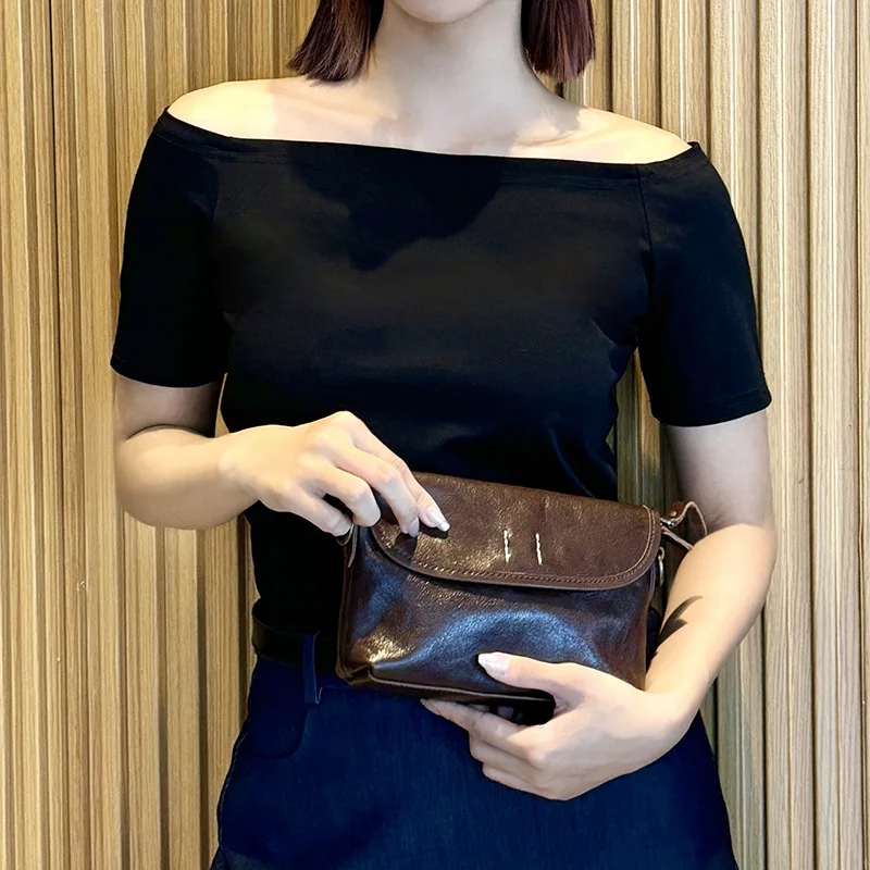 

YETTIES Retro Genuine Leather Women Bag Ladies Bags 2025 New Simple First Layer Cowhide Female Shoulder & Crossbody Bags