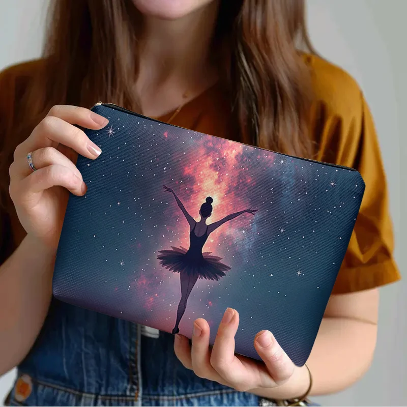 黒のバレエスカート型メイクアップバッグ - 多機能ジッパーポーチ、ジュエリー収納バッグ、旅行に最適な小型ジッパー収納バッグ。