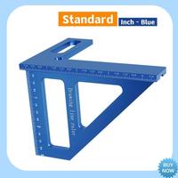 A47Z Carpenter Square Aluminum Miter Triangle Ruler Precision Hole Scriber Woodworking Square Protractor 45/90 Degree Durable Bl