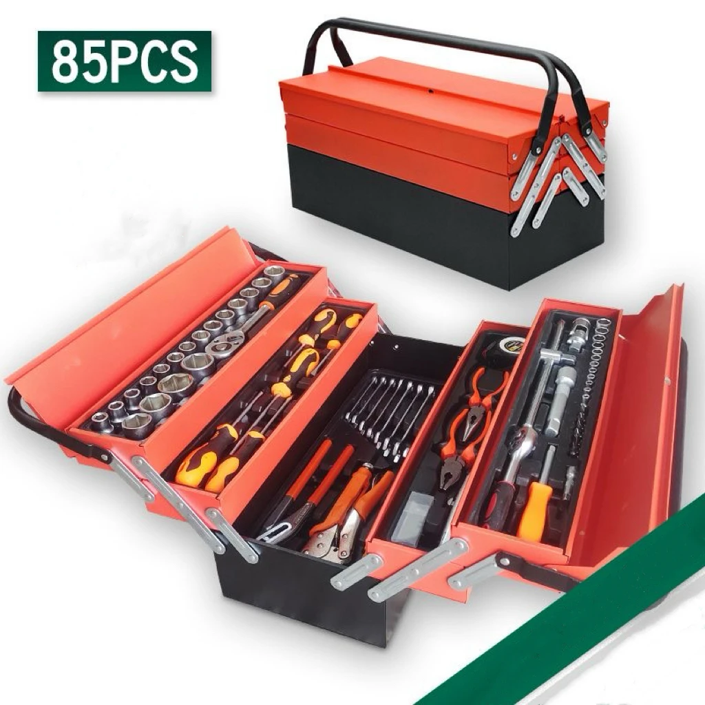 

85 pieces of industrial grade multifunctional toolbox, portable folding combination set, car repair, household hardware tools