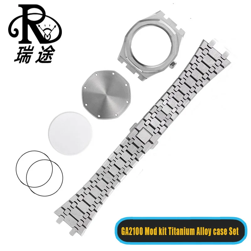 316L Stainless Steel Case Strap Bracelet GA2100 Mod kit Titanium Alloy case Set For Casio GA-2110 Bezel Back Cover Sapphire Glas