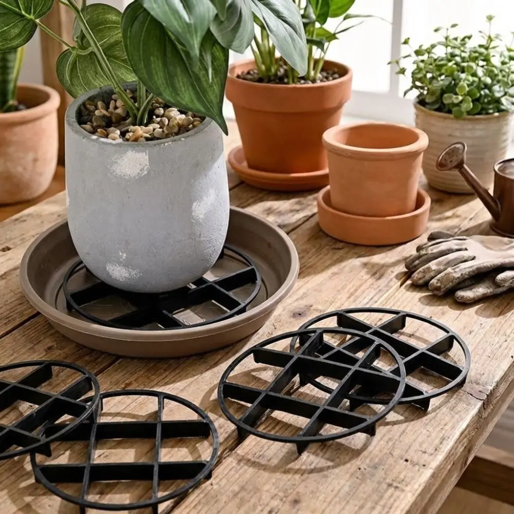 20PCS Anti Rot Root Flower Pot Tray Plastic Breathable Base Drainage Rack Stand Ventilation Round Mesh Pad Root Prevention Pad