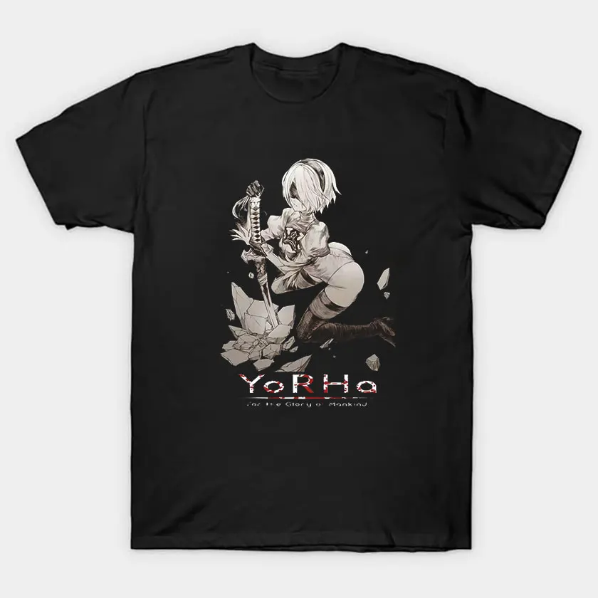 Nier Automata Game of the Yorh 2B Anime Waifu Girl Cyber Punk T-shirt for men manga graphic t shirts 100% cotton large size tops