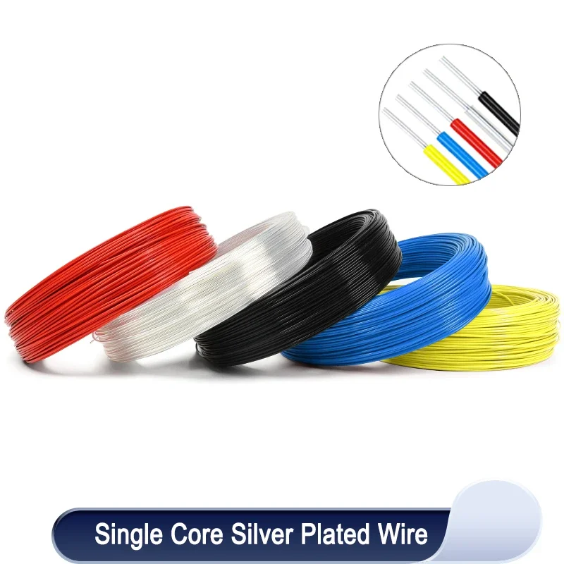 

5~50m PTFE Wire Single Core FEP Insulation Silver Plated High Purity OFC Copper Cable HiFi Audio Speaker Headphone Line DIY