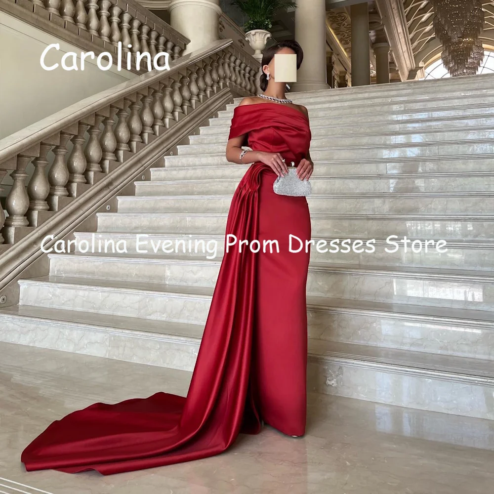 Carolina Satin Mermaid One-shoulder Ruffle Prom Gown Floor Length Saudi Evening Formal Elegant Party Dress for Women 2023