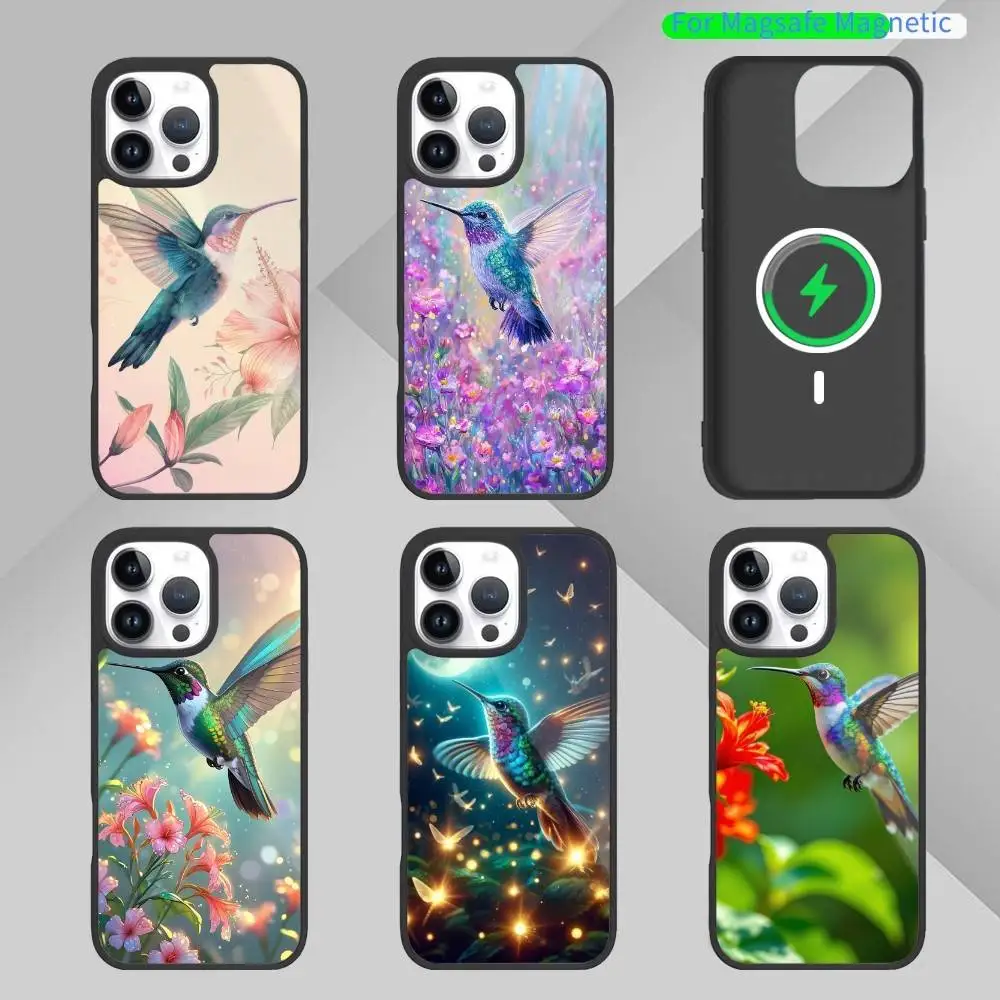 

Colorful Bird of H-Hummingbird Phone Case For iPhone17,16,15,14,13,12,11 Plus,Pro Max Magnetic For Magsafe Wireless Charging