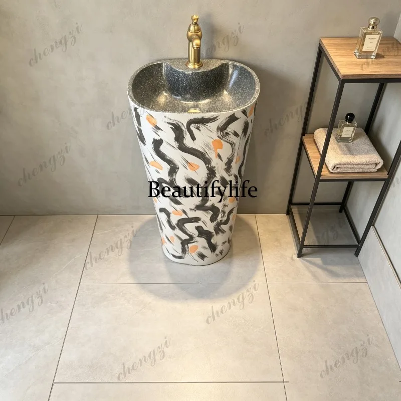 Outdoor wash basin, courtyard integrated basin, floor-to-ceiling wash  , household column basin