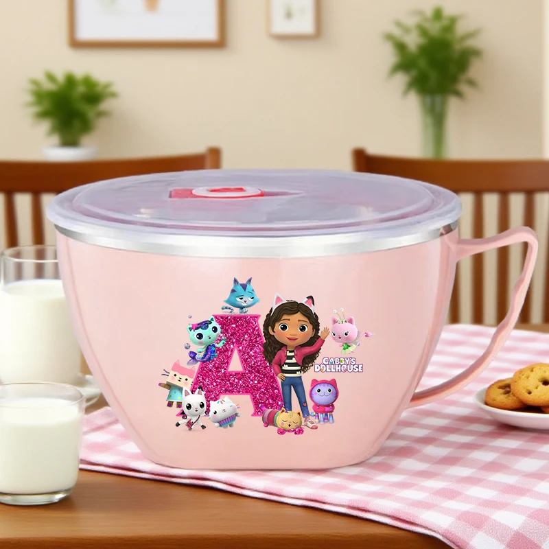 

Gabby Dollhouses Stainless steel bowls that are not prone to deformation kids kawaii bowls Heat-resistant instant noodle bowl
