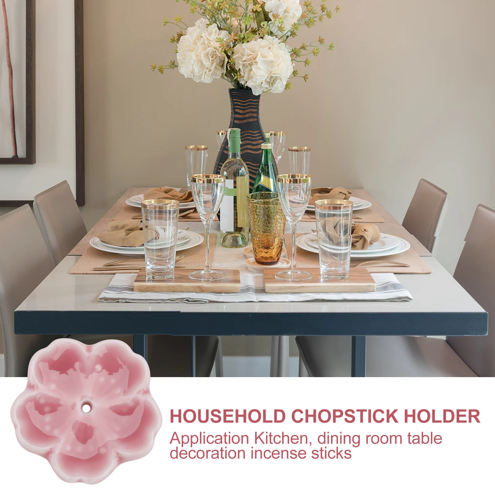 

4Pcs Cherry Blossom Incense Holder Ceramic Censer Decorative Aromatherapy Home Office Meditation Room -Stick Incense Burner