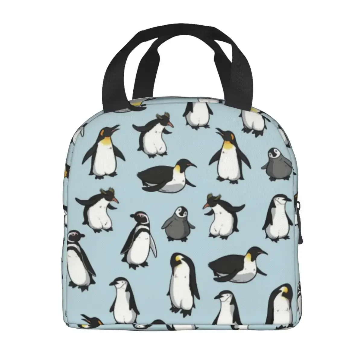 Cute Penguin Pattern Insulated Lunch Bags For Women Antarctica Animal Portable Cooler Thermal Bento Box  School