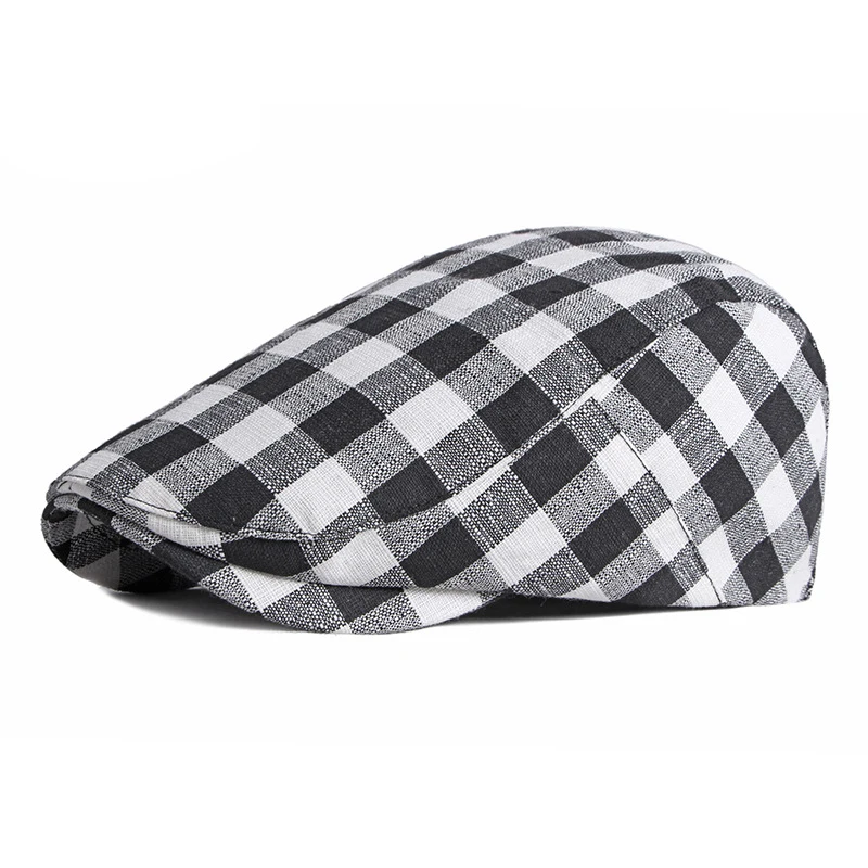 

Spring Summer Beret Hats For Women Plaid Print Herringbone Newsboy Cap Thin Flat Peaked Cap Men Vintage Painter Hat Unisex