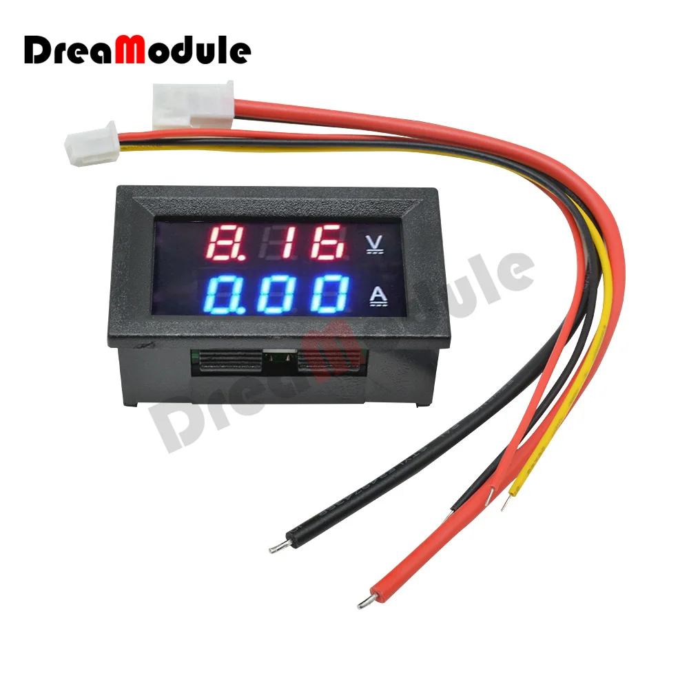 DC 100V 50A Mini Digital Voltmeter Ammeter 50A 75mV Shunt Ampere Voltage Ammeter Detector Tester LED Red and Blue Dual Display