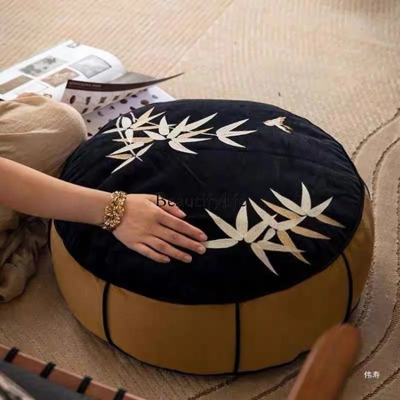 

Chinese-style household futon three-dimensional embroidery lazy sofa foot pad living room tatami removable and washable cushion