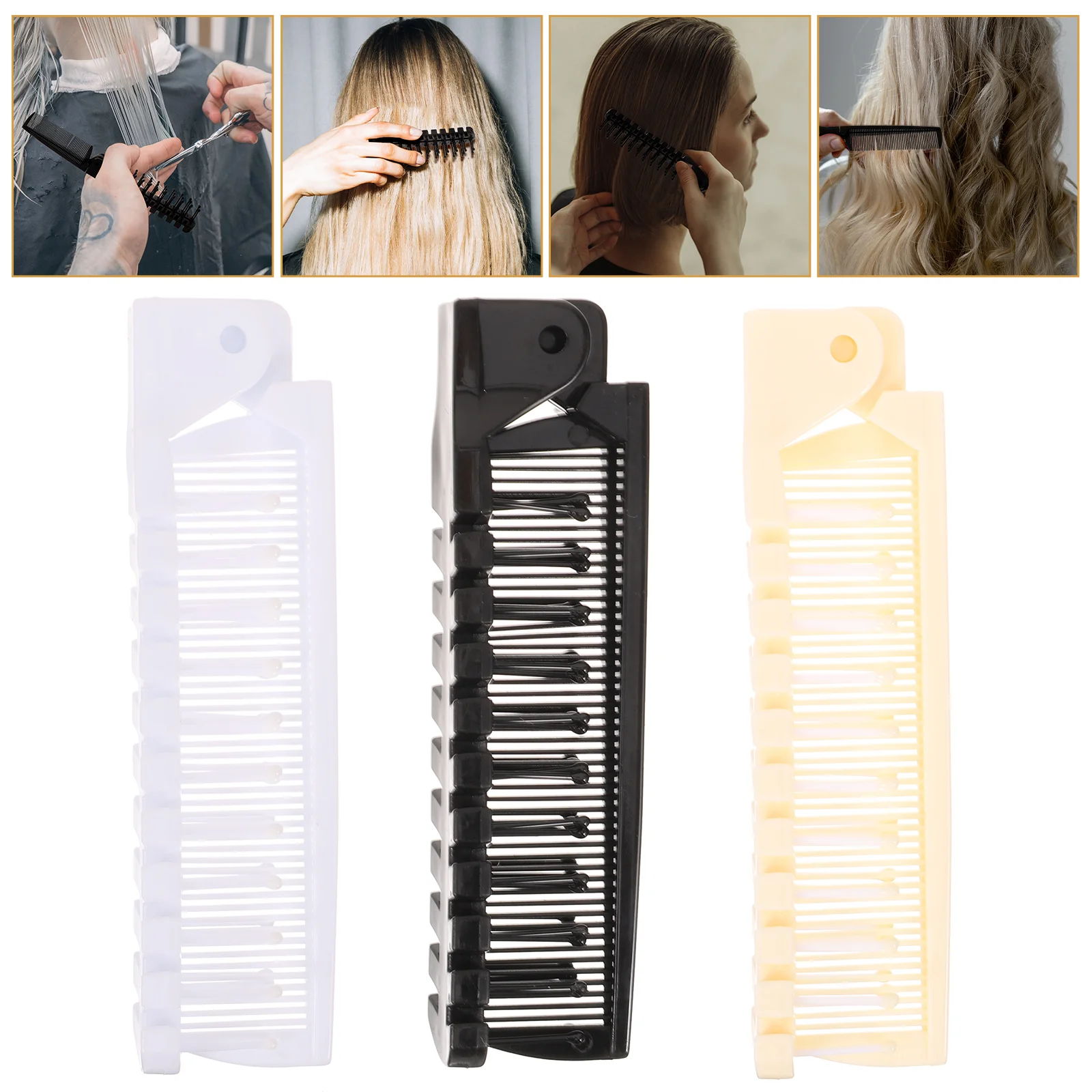 3 Pcs Folding Comb Hairbrush Small Foldable Portable Plastic for Travel Size Women