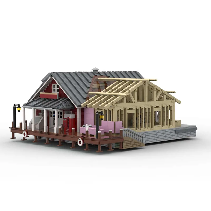 5820pcs MOC Modular Breakwater Channel Country Store Street View Modern Building Model Building Blocks DIY Toy Birthday Gift