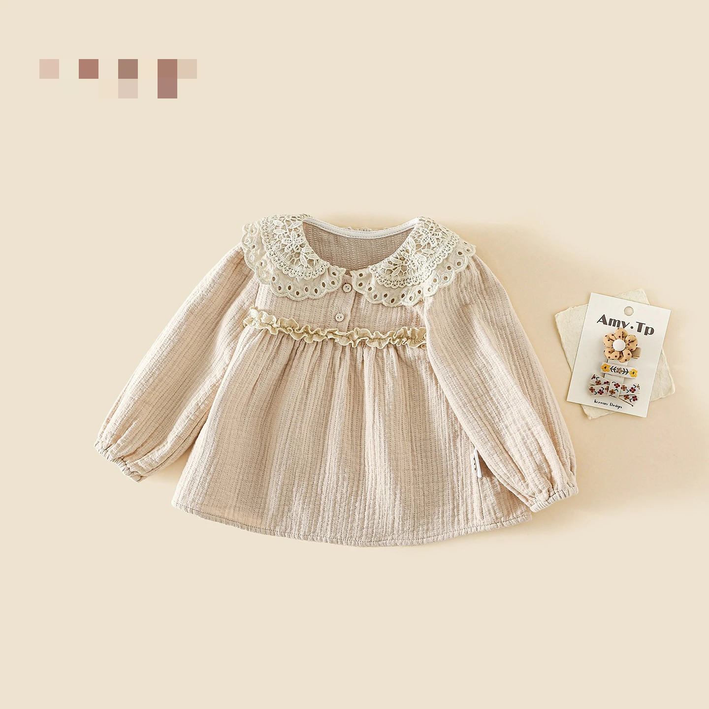 2026 Girls Early Fall Casual Shirt 2026 New Baby Girl Pretty Round Neck Top Spring Autumn Kids Stylish Top