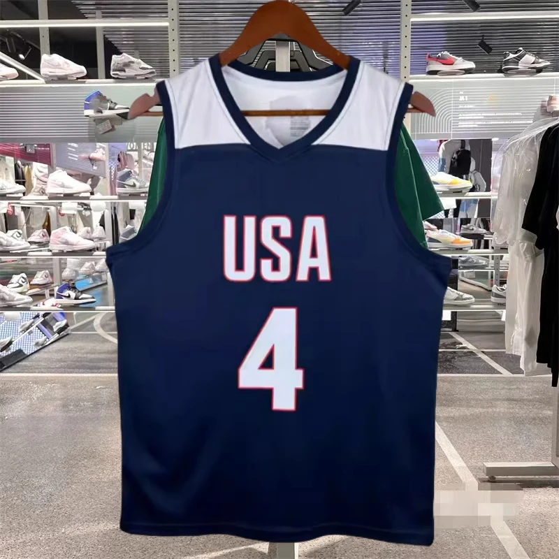 Camiseta sin mangas de baloncesto de EE. UU. Para hombre y mujer, Jersey de Curry, James Durant, FIBA, misma parte de arriba transpirable de secado rápido, 2024