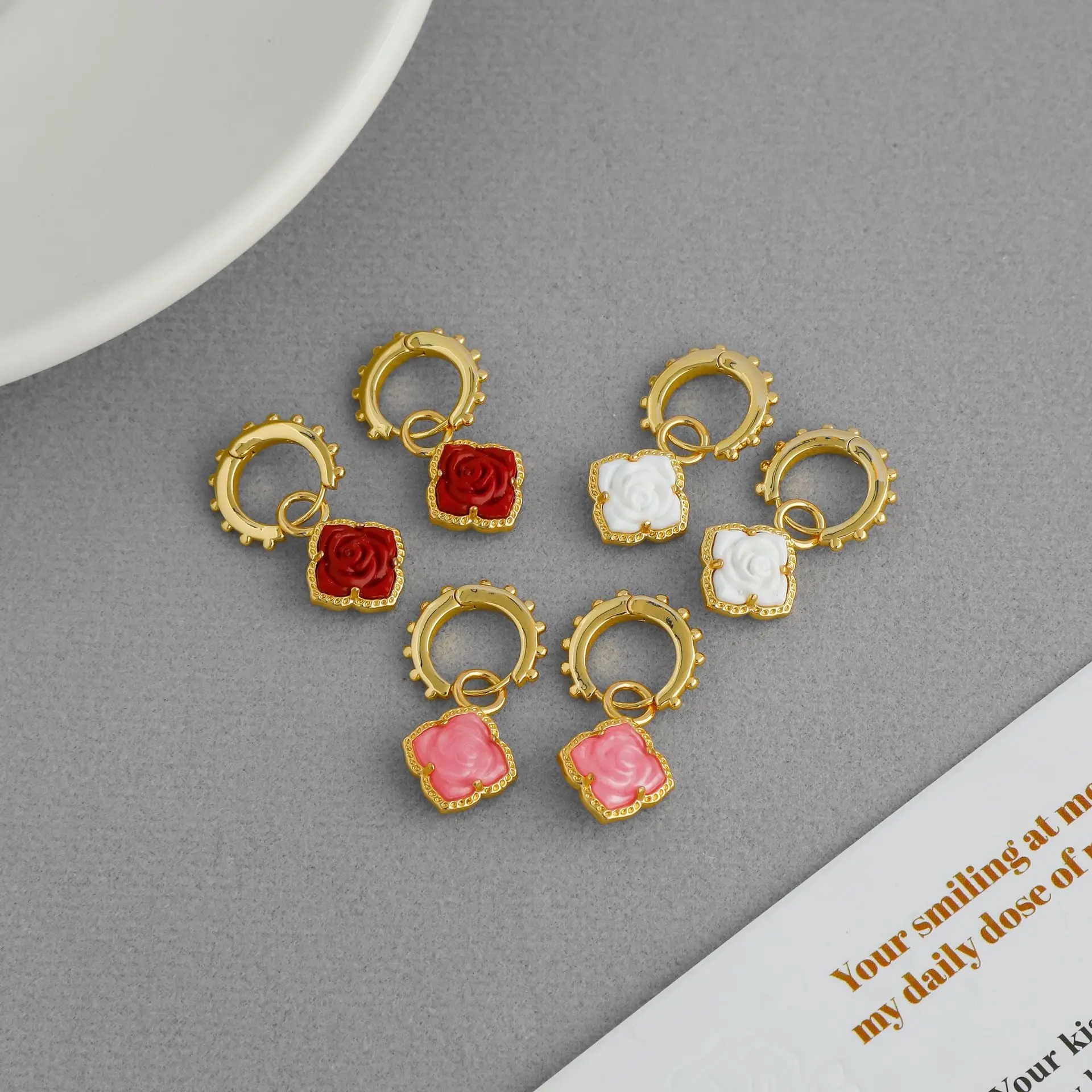 

VKVVA Fashion Jewelry KS Series Simple High-end Double-sided Rose Flower Earrings for Women Birthday Gifts