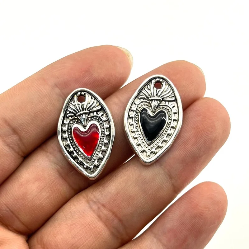 

20/100PCS Gothic Peach Heart Pendant, Love Circle Brand, Drip Oil Alloy, DIY Jewelry Accessories