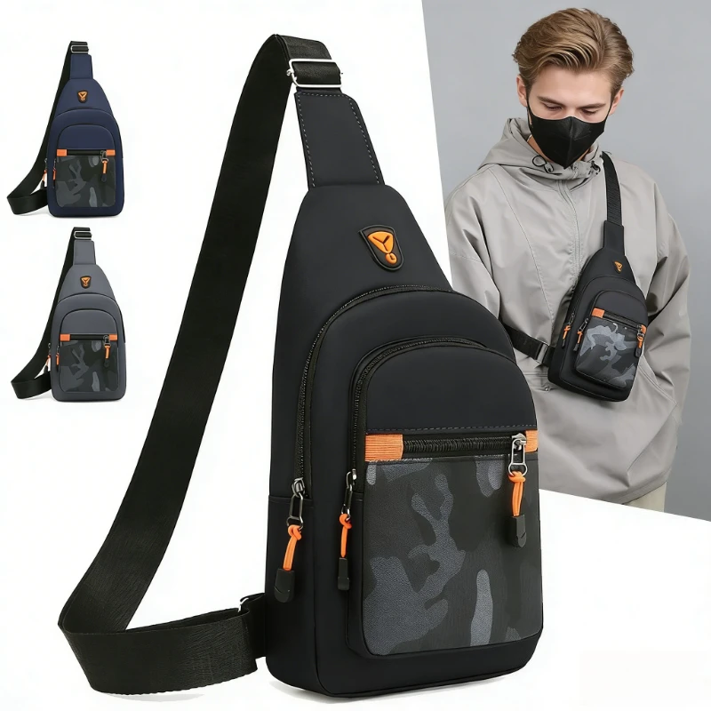 

Water Resistant Anti Theft Chest Bag Men Durable Oxford Fabric Outdoor Hiking Travel Sling Crossbody Phone Wallet Holder