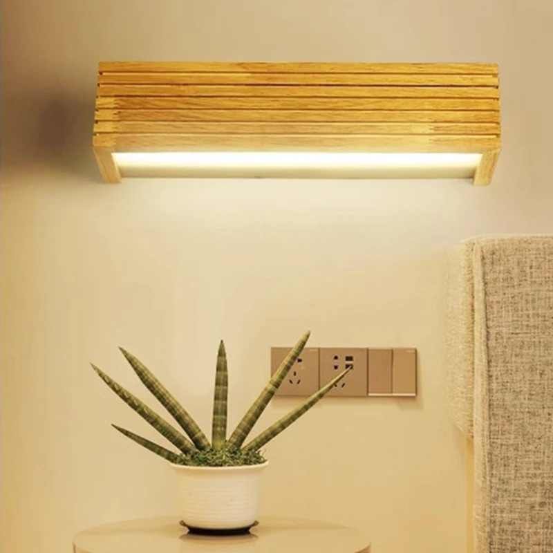 

Modern Wood Wall Light LED Wall Lamp Bathroom Home Wall Sconce Sofa Background Light Bedroom Bedside Lighting Fixture