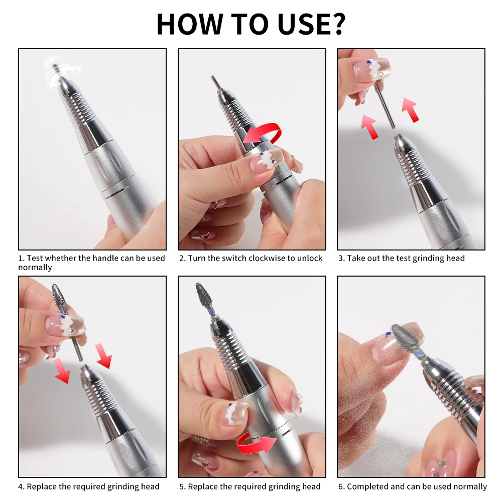مثقاب أظافر كهربائي قابل لإعادة الشحن ، ملمع أظافر مريح ، شاشة LCD ، ملحقات تزيين الأظافر ، مناسبة لصالون الأظافر ، دورة في الدقيقة #4