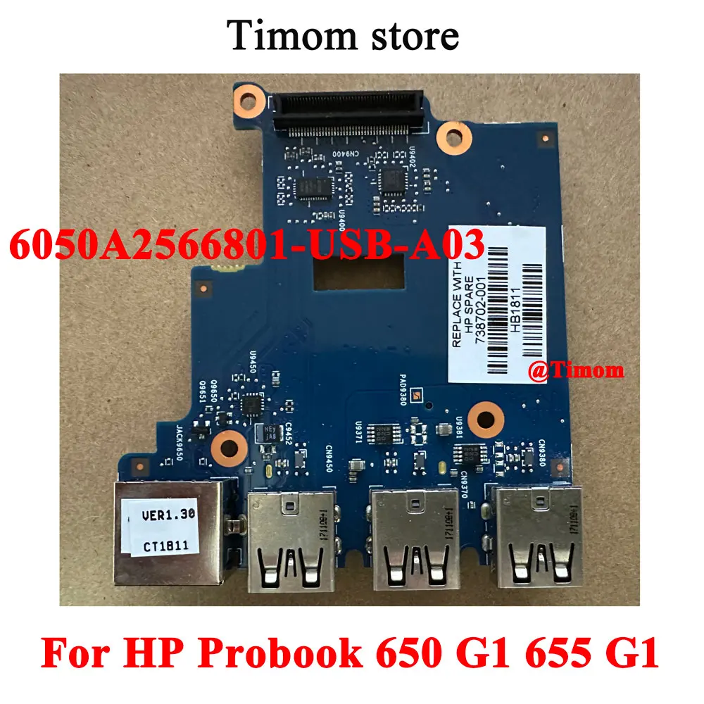 6050A2566801-USB-A03 For HP Probook 650 G1 655 G1 Original New Laptop USB RJ45 LAN Card-reader Network Board 728702-001