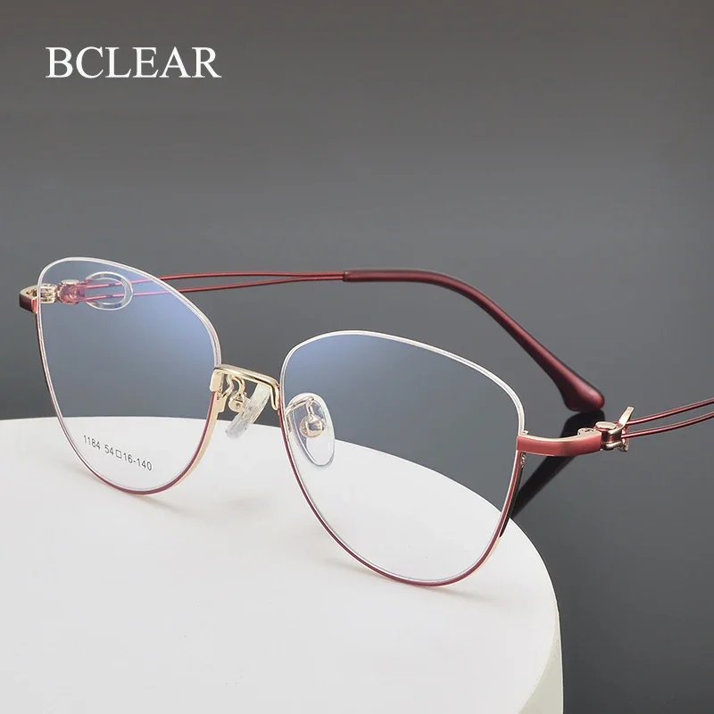 

BCLEAR 2025 New Arrival Fashion Retro Women Cat Eye Glasses Frames Optical Eyeglasses Frame Myopia Eyewear New Design Hlaf Rim