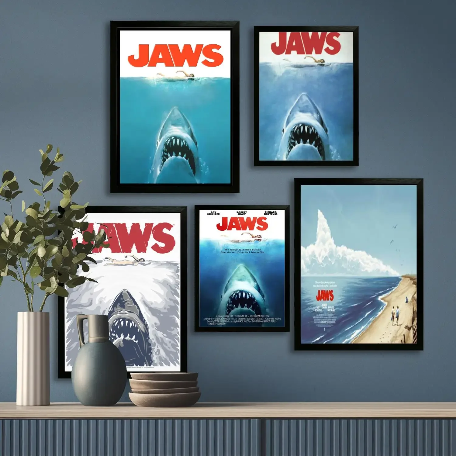 jaws Movie Canvas Art Poster, Wall Art Picture Print, Modern Family Bedroom Decor Posters,Decorative painting