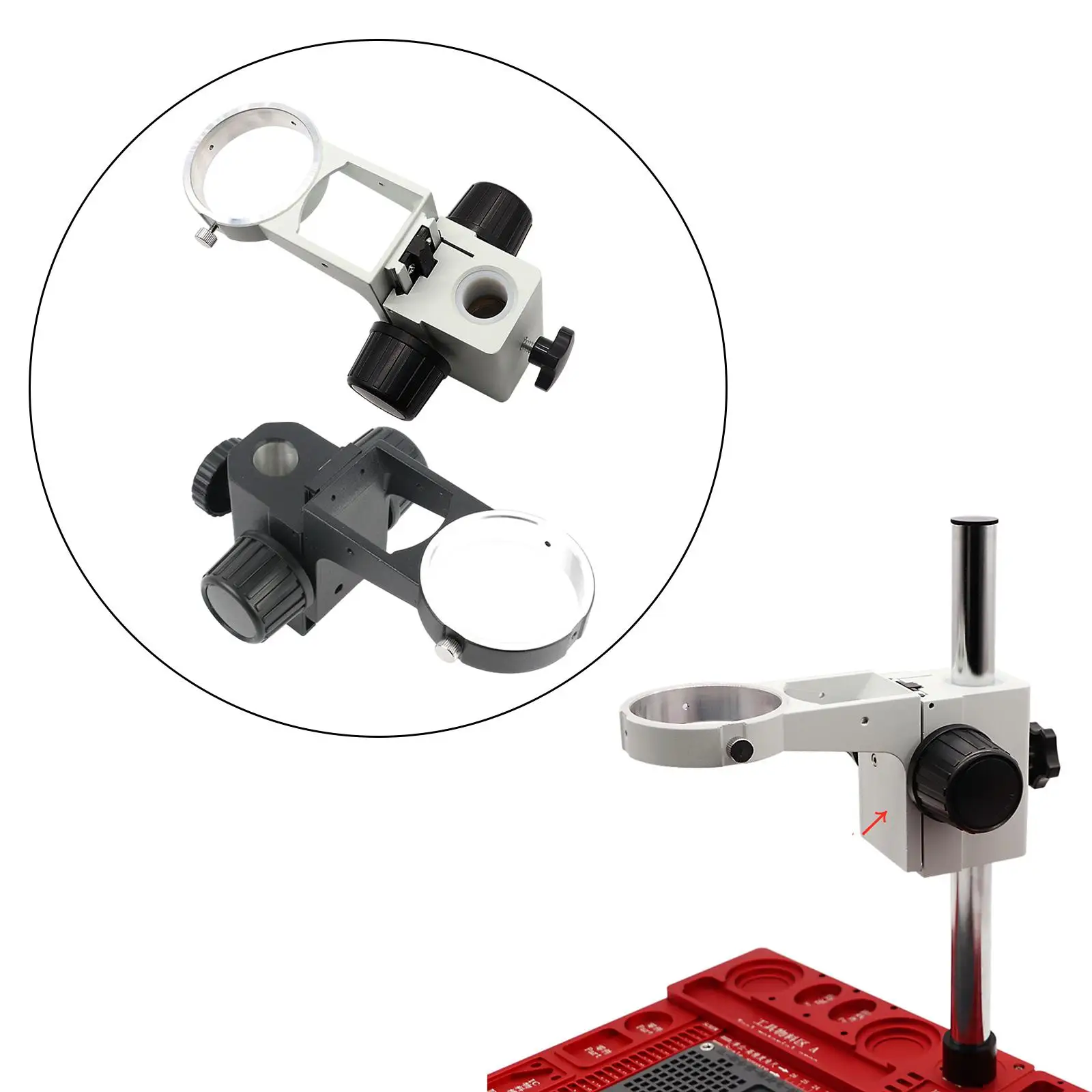 

Microscope Focus Bracket Lens Hole Diameter 76mm Knob Mount Stand