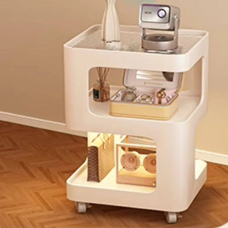 Mesita de noche moderna para dormitorio, organizador de almacenamiento móvil de Metal blanco, librero de lujo, mesita de noche, muebles para el hogar
