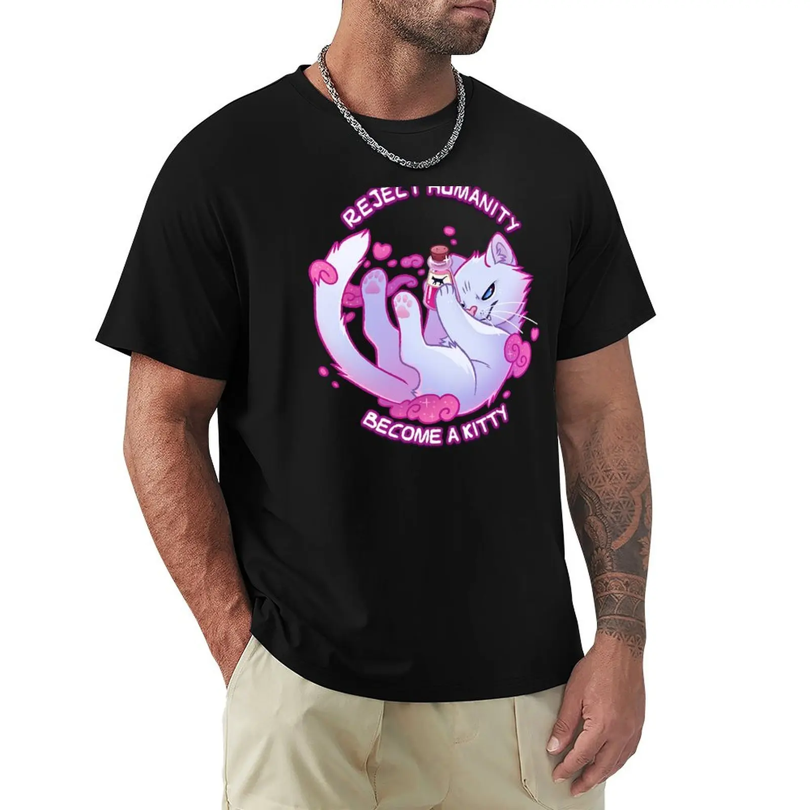 Répudiez l'humanité, devenez un KITTY ! T-shirt résistant aux taches, tee-shirt décontracté