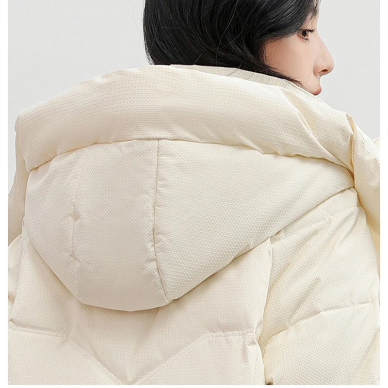 Women's Hooded Down Cotton Coat 2025 Winter Long Top Puffer Jacket Thick Warm Parkas Slim Fit Waist Casual Outdoor Hooded Jacket