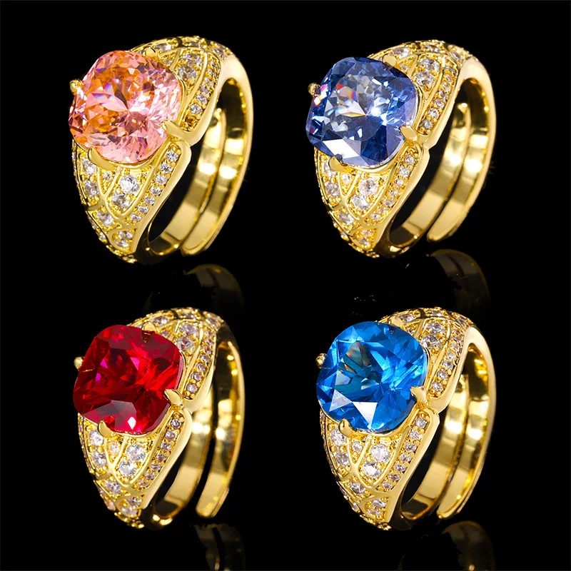 

Новая модель: массивное ретро-кольцо из позолоченного меди с камнем в форме птичьего гнезда, оптом, 10*10 мм