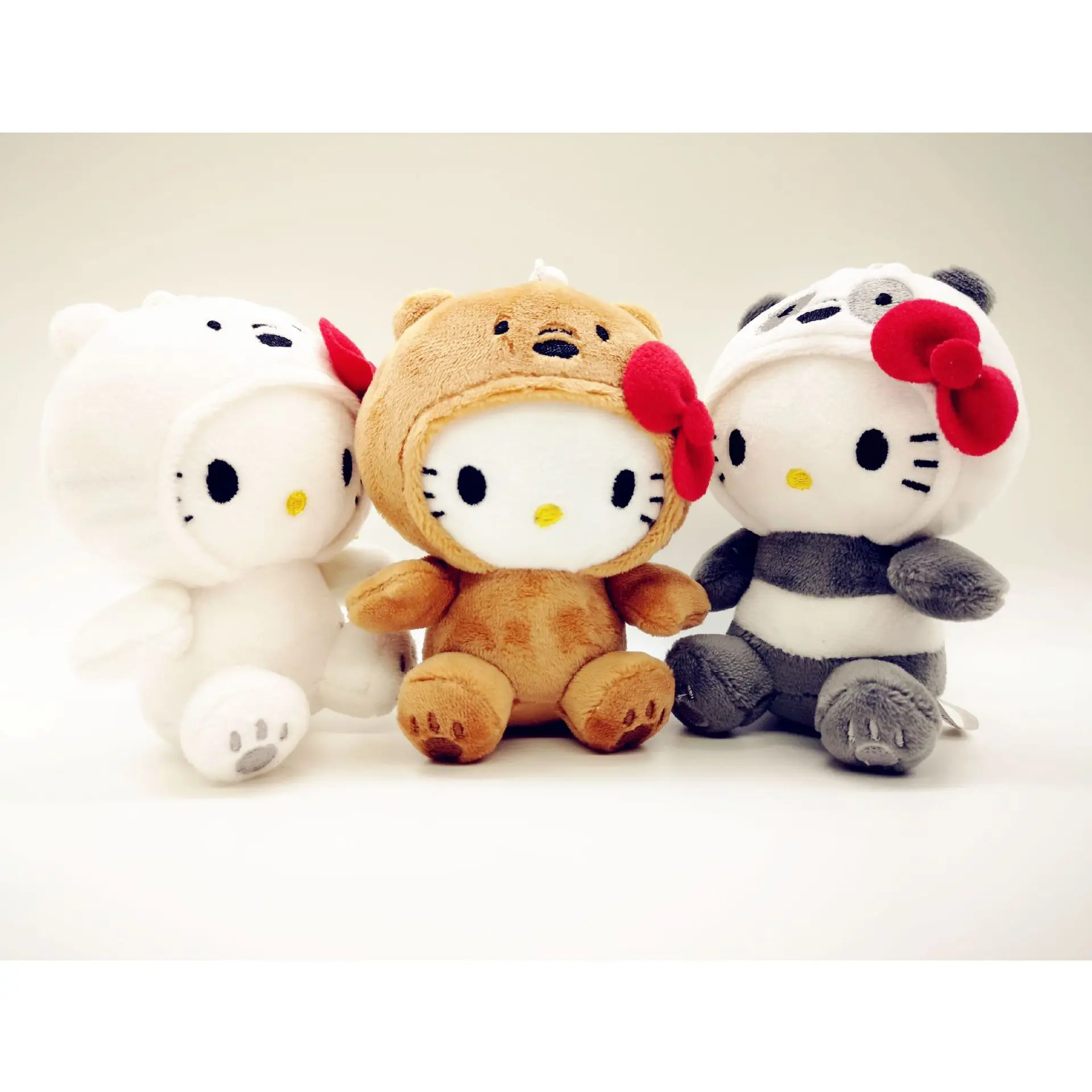 Sanrio Hello Kitty 10Cm Keychain Bear White Bear Anime Plush Toy Panda Cute Soft Stuffed Doll Pendant Key Chains Gifts Kids