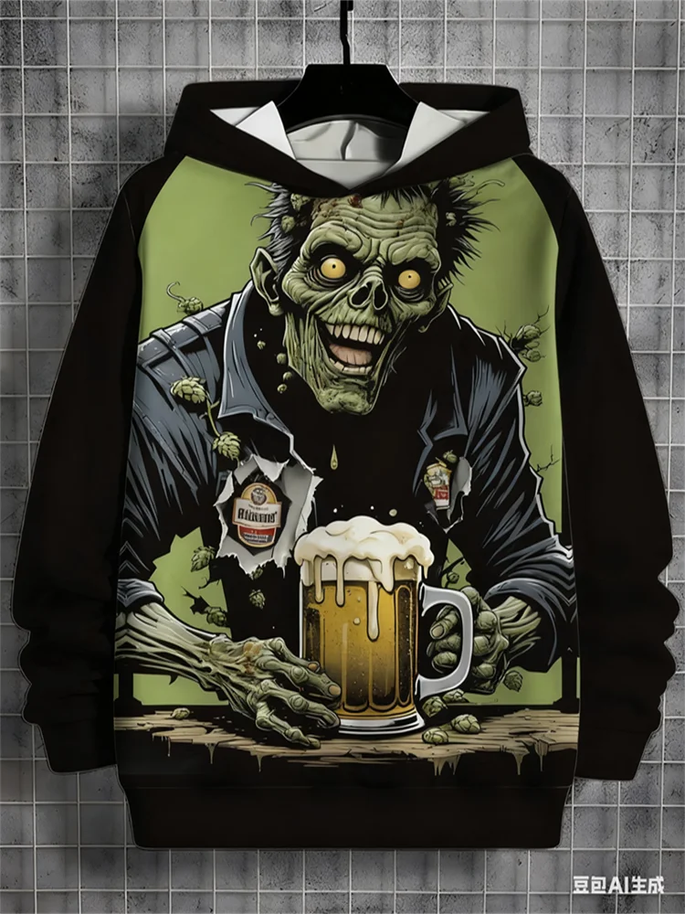 الرجال هوديس ثلاثية الأبعاد مضحك غيبوبة ملابس منقوشة بكم طويل بلايز الخريف والشتاء في الهواء الطلق الشارع التخصيص الإبداع الرجال الملابس #2