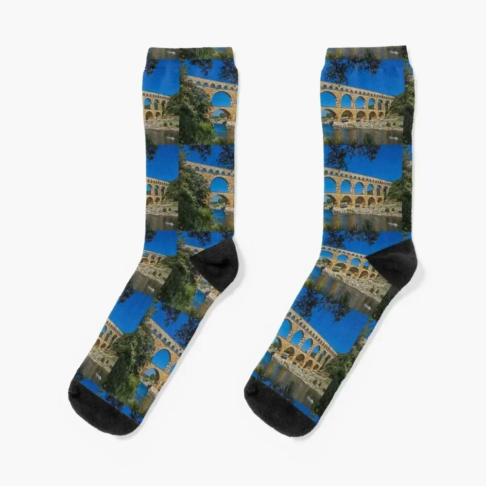 France. Pont du Gard. Socks floor custom sports hip hop basketball Socks Women Men's