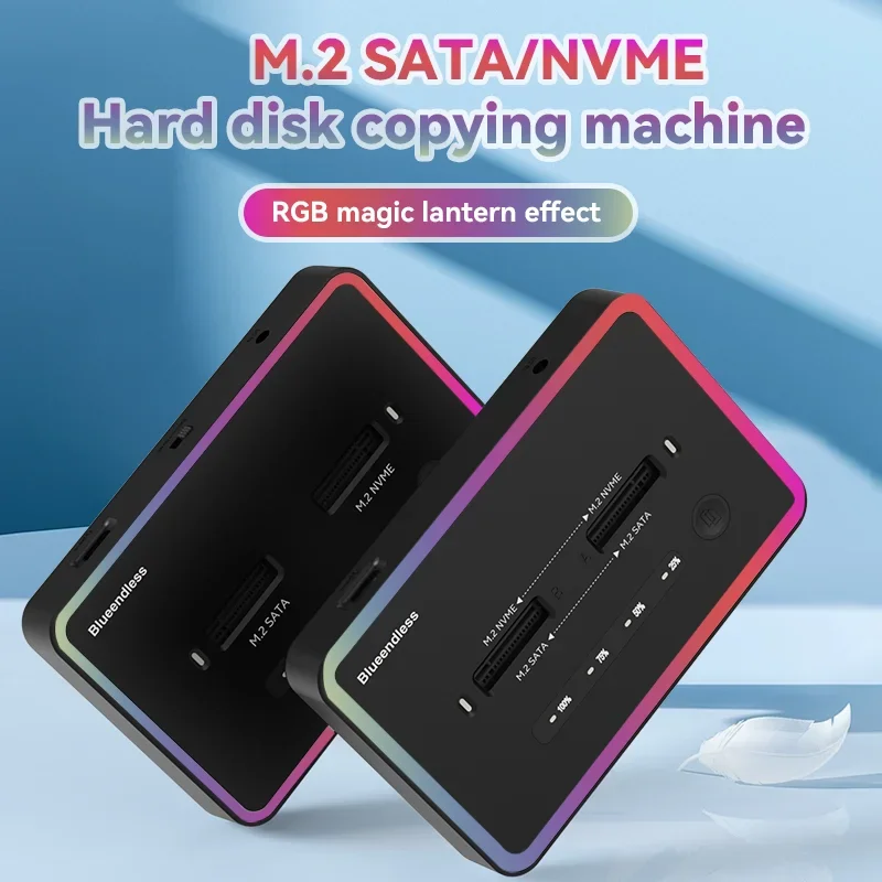 Lenovo offline clone Dual Protocol m.2 ssd case Ssd Docking Station Type C 10Gbps for PCIe NVME or sata 2 bay SSD enclosure view 4