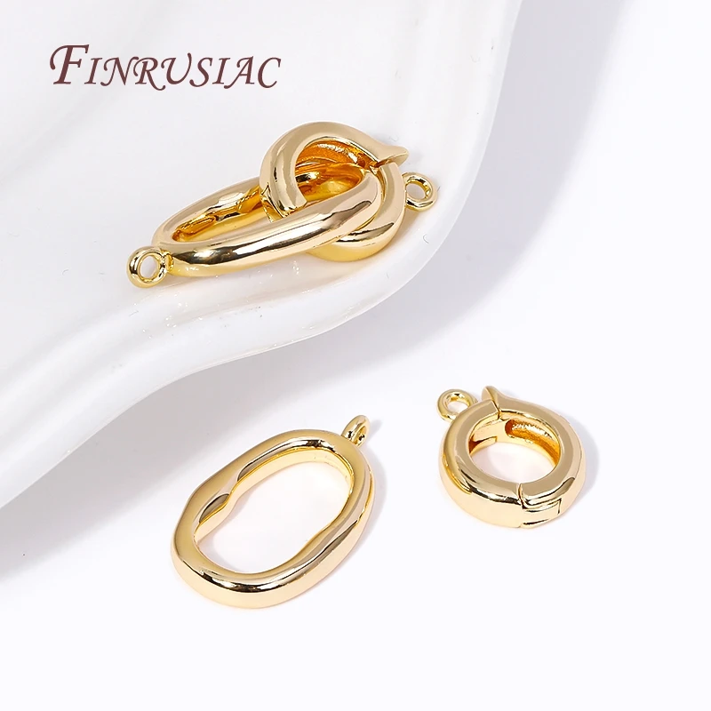 18K Gold Plated Brass Round Connector Clasps For Necklaces Bracelet Jewelry Making Supplies DIY Findings Accessories