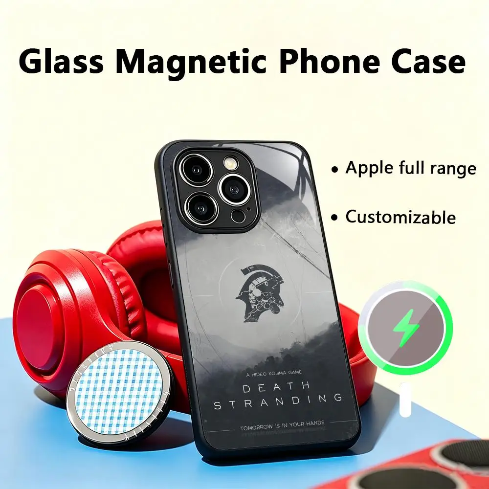 Funda Magnética de Vidrio para iPhone 17 Air, 16, 15, 14, 13, 12, 11 Plus, Mini, Pro y Max con Diseño del Juego DEATH STRAINING