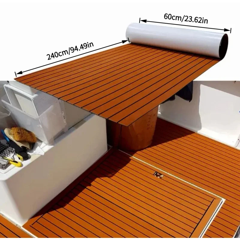 [Piso de barco/deck de espuma EVA antiderrapante] 240 cm × 60 cm RedLuck Blueprint Barcos de atualização de teca falsa, RVs, mais! Marinha