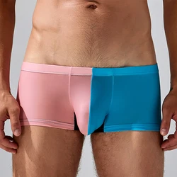 Sexy Men Boxer Shorts Bulge Pouch Underwear Peni Big Pouch Panties Trunks Elastic Underpants Contrasting Boxershorts Male