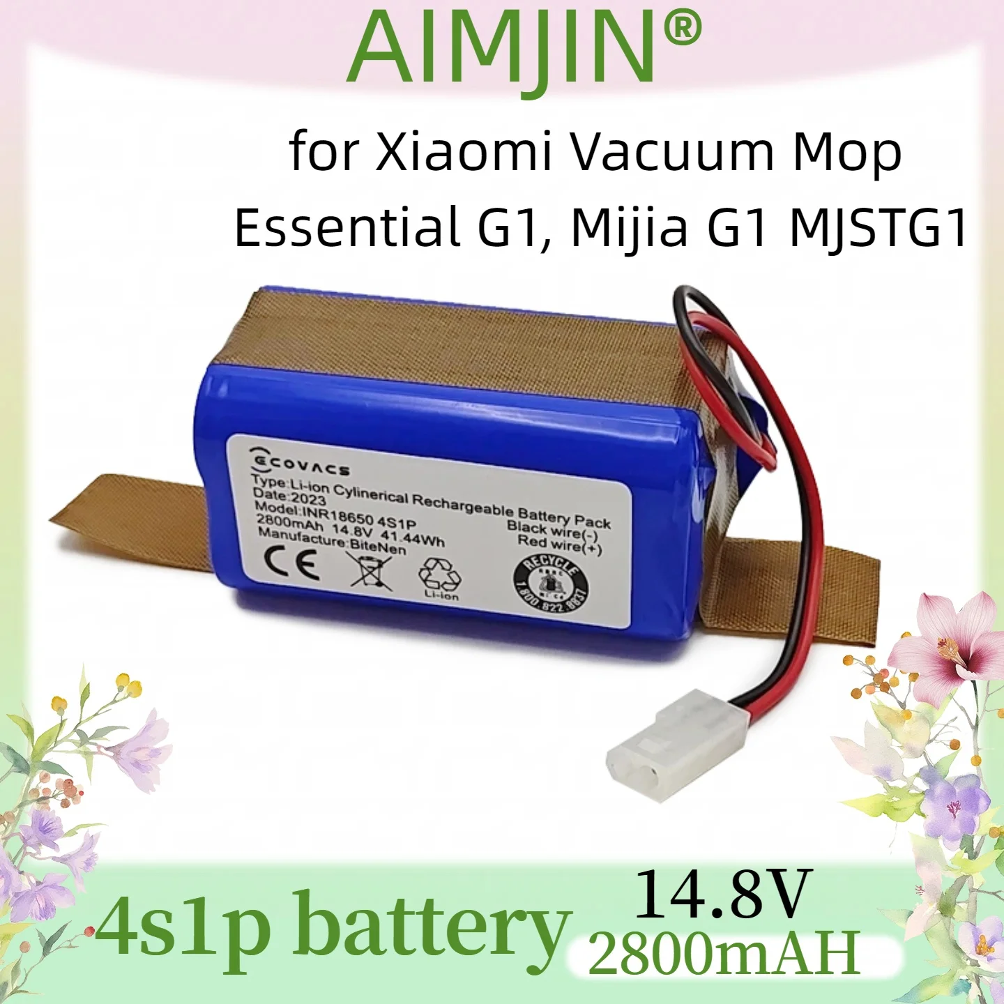 Battery for Xiaomi Vacuum Mop Essential G1, Mijia G1 MJSTG1, Tefal Explorer series 20, H18650CH-4S1P SKV4136GL (2800mAh)